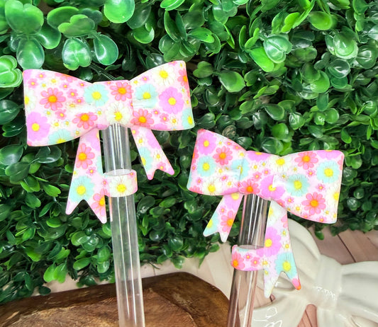 Summer Daisy strawtopper bow •Exclusive•