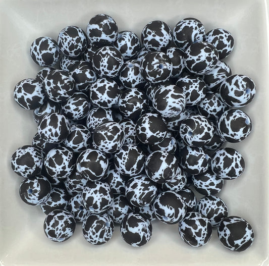 15mm Winter blue cowhide bead (pack of 5) EXCLUSIVE