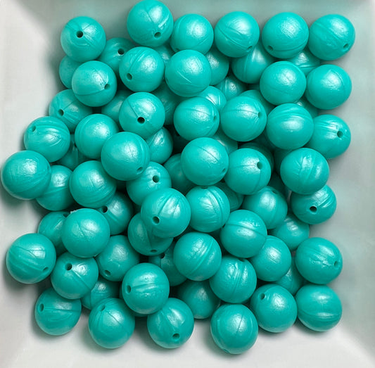 15mm Pearl turquoise silicone bead