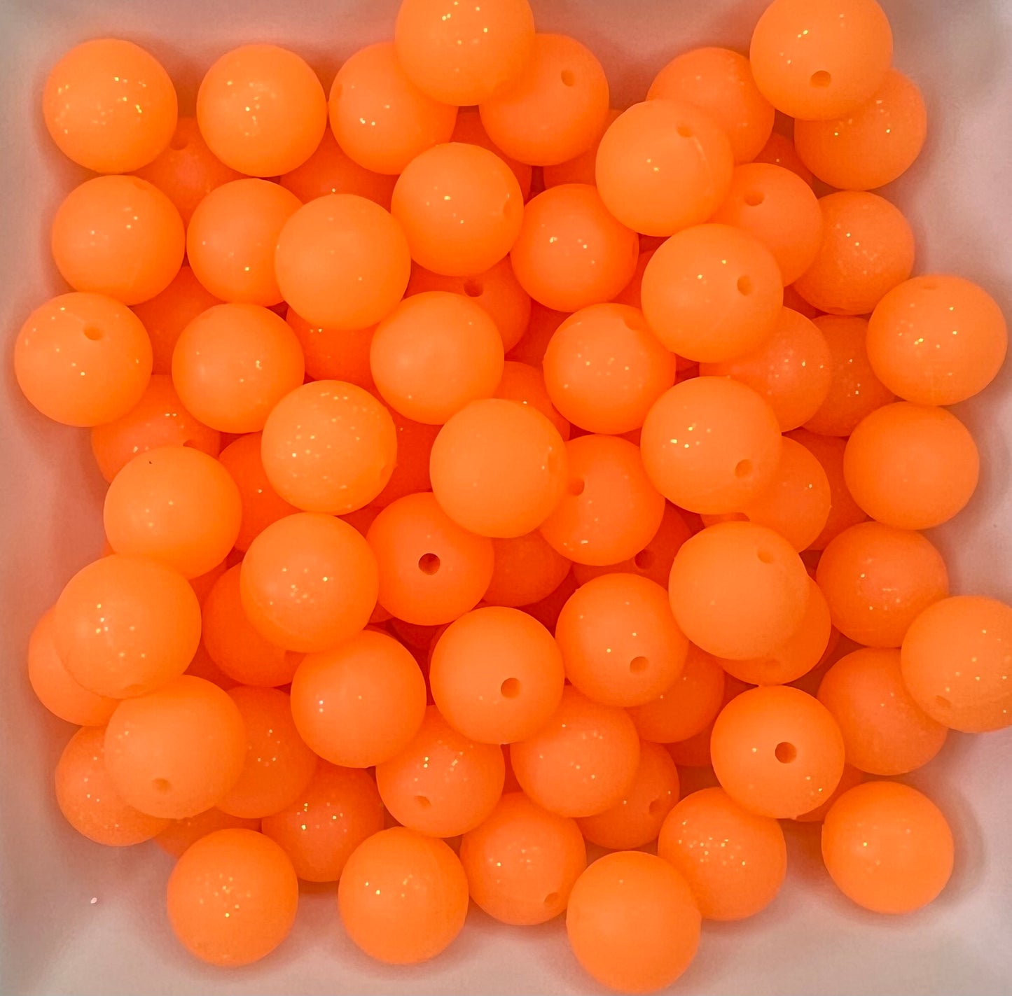 15mm sparkle neon orange silicone bead