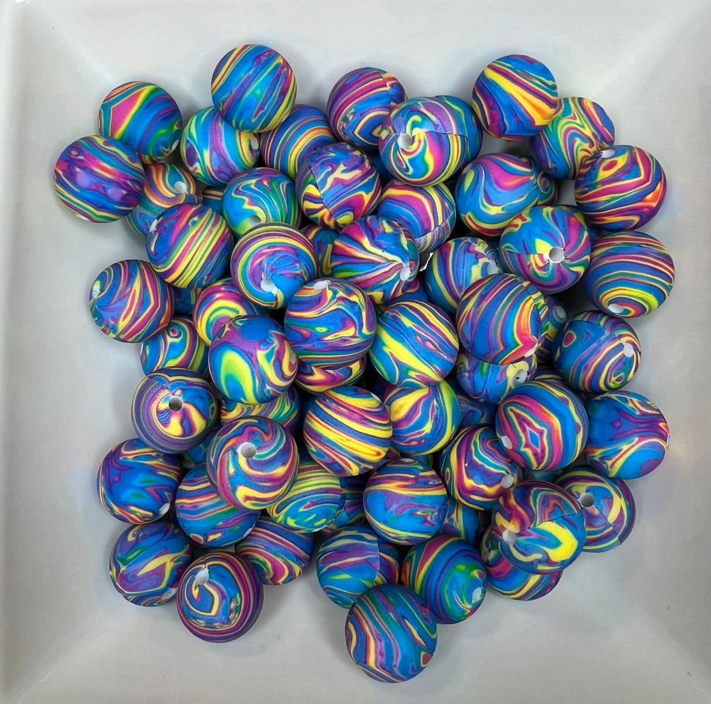 15mm Mystic swirl printed beads (pack of 5)