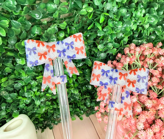 Red & blue glitter strawtopper bows •Exclusive•