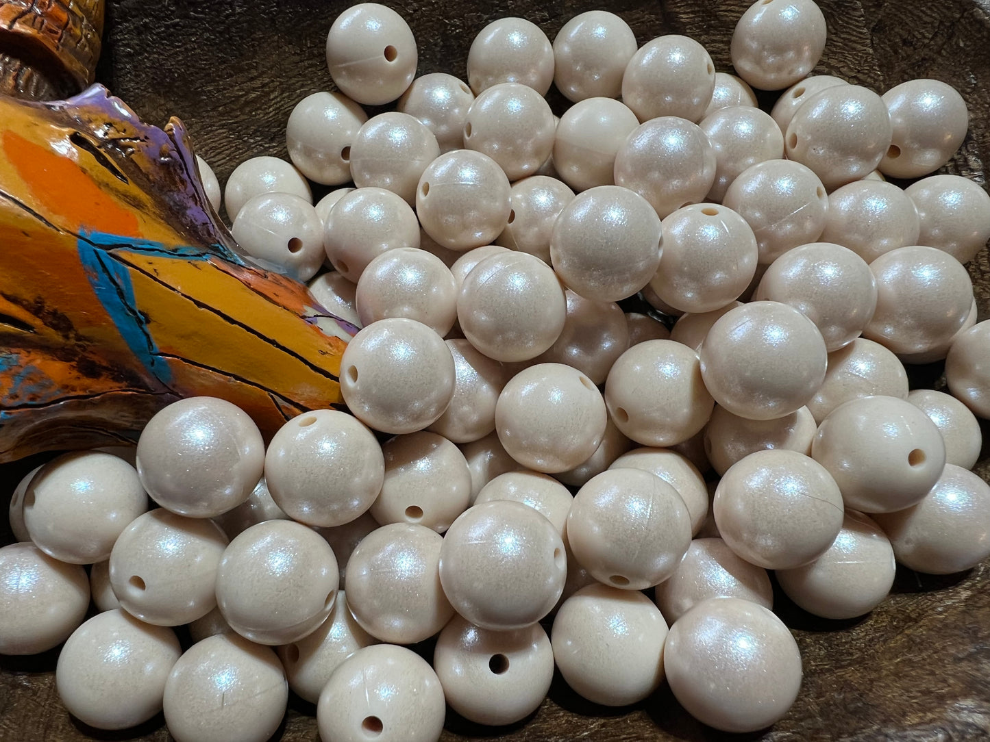 15mm Opal tan bead