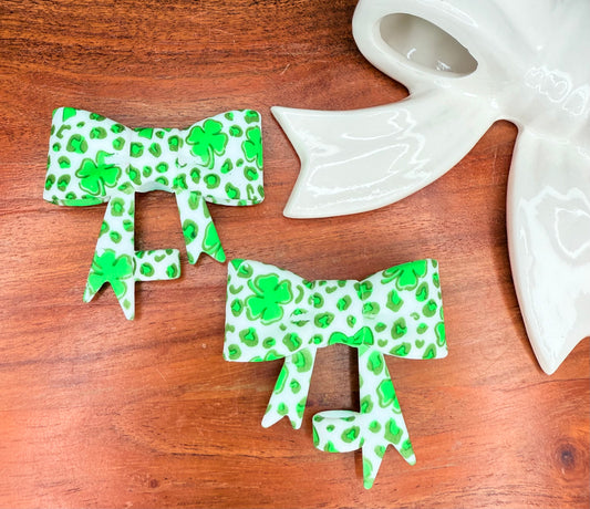 Lucky Clover leopard strawtopper bow