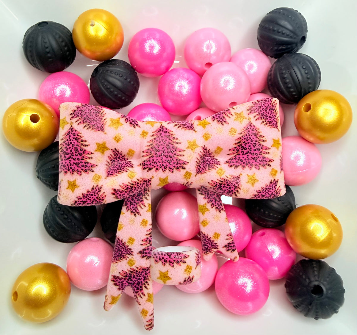 Pink Cheetah tree strawtopper bow