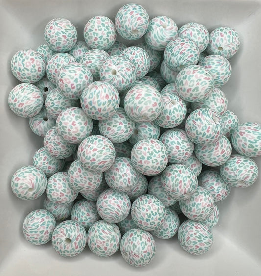 15mm Pastel leopard printed beads (pack of 5)