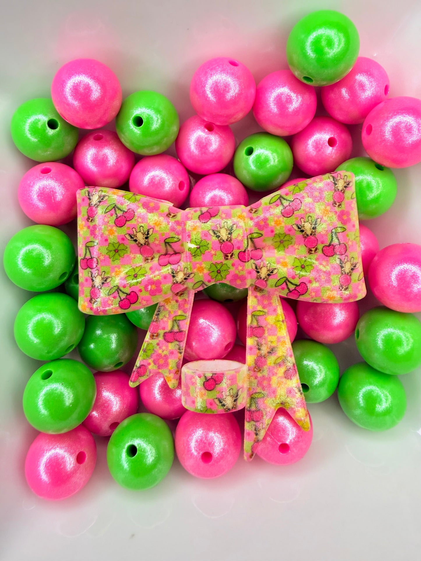 Opal Giraffe checkered strawtopper bow •Exclusive collab