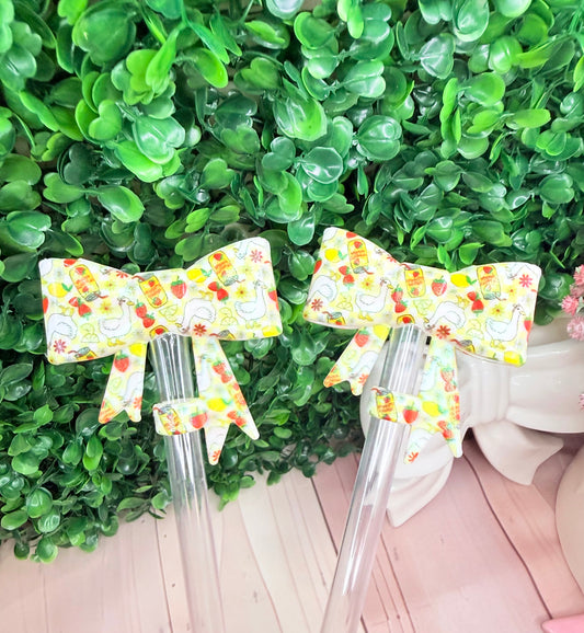 Opal Strawberry lemonade goose strawtopper bow •Exclusive•