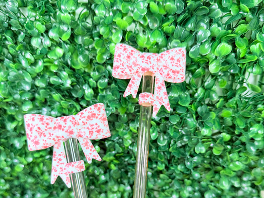 Autumn Coral floral strawtopper bow EXCLUSIVE
