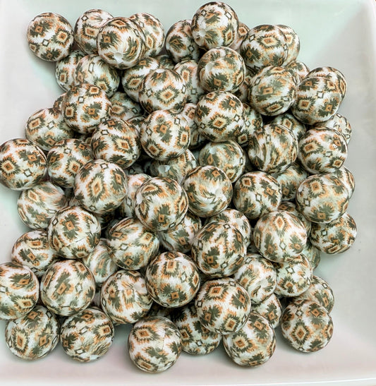 15mm Rustic Aztec silicone beads (pack of 5) Exclusive