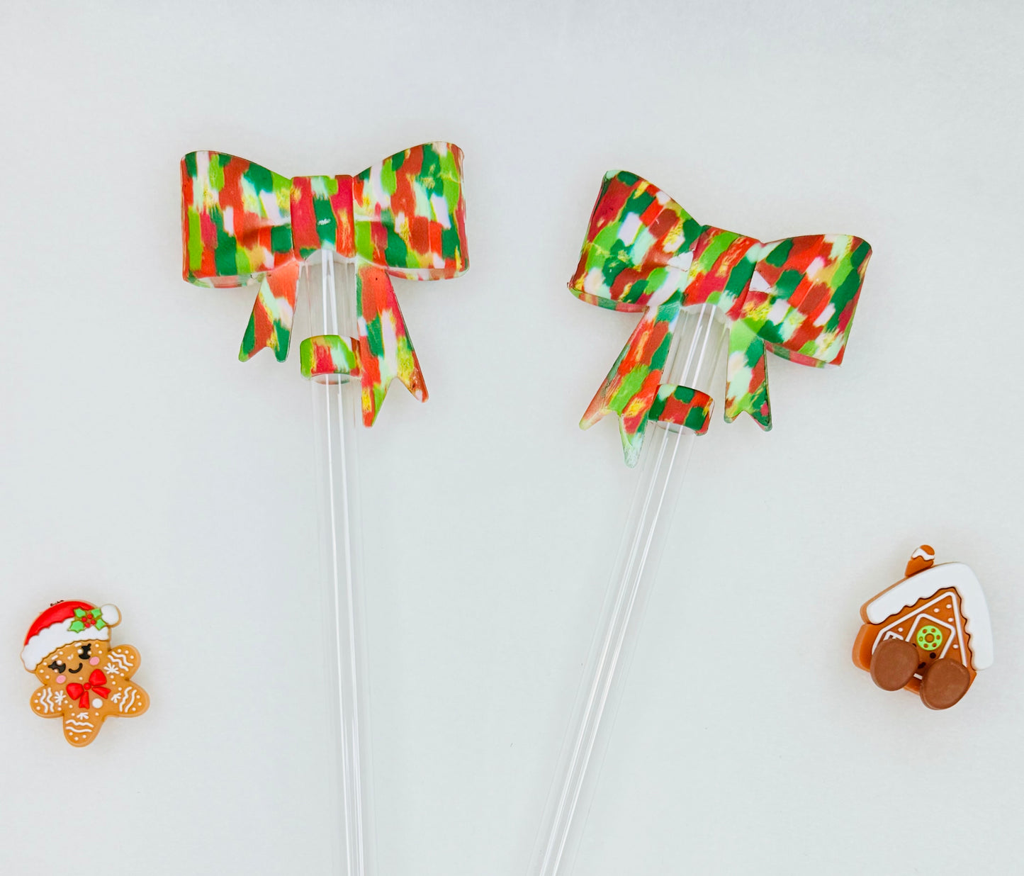 Christmas Waterbrush strawtopper bows •Exclusive•