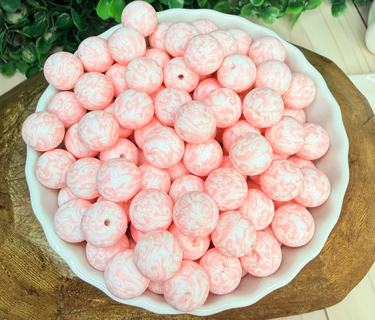 15mm Pink Whisper tooled silicone beads •Exclusive•