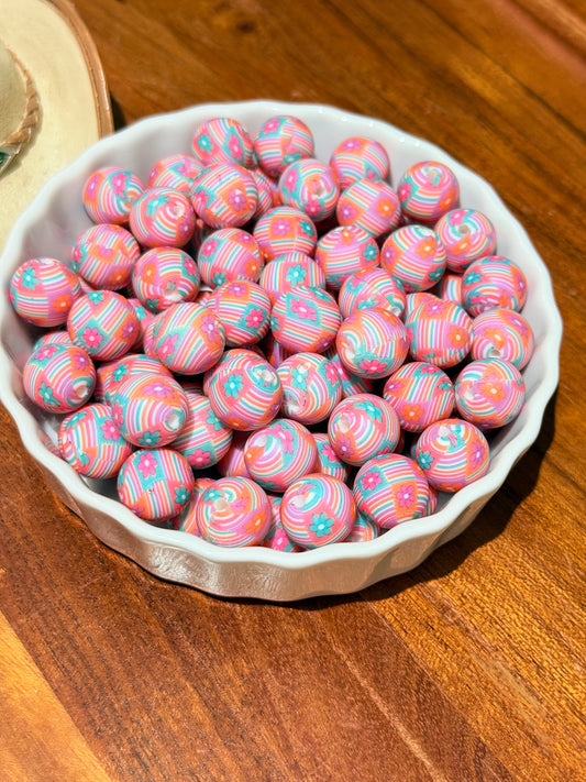 15mm Daisy Daze printed beads