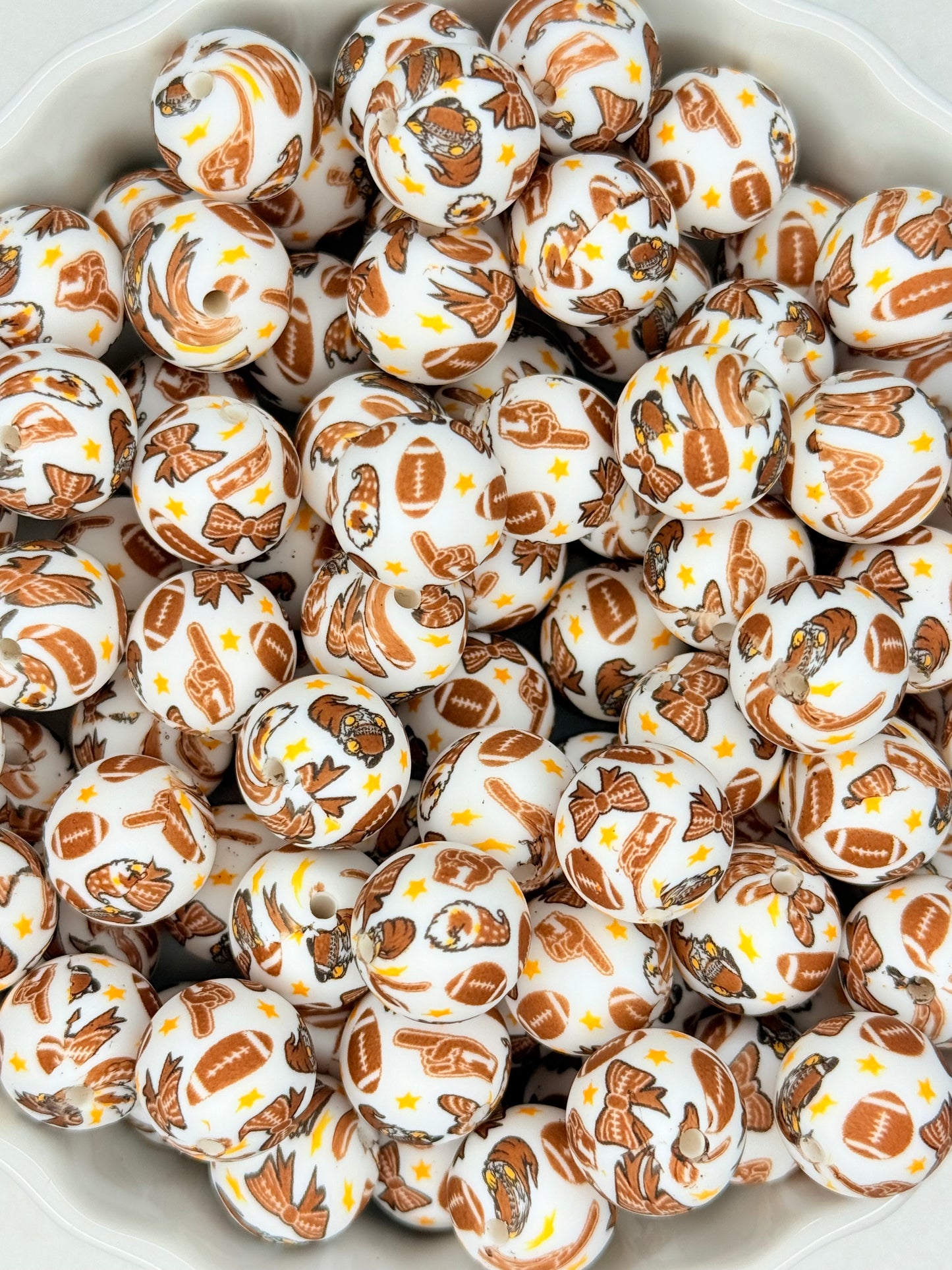 15mm football gnome printed beads (pack of 5)