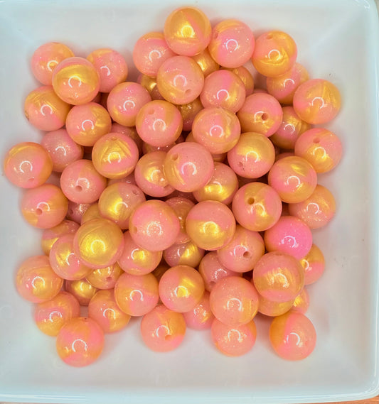 15mm liquid peach sunrise silicone beads