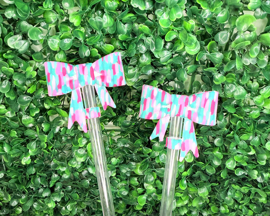 Cotton Candy Waterbrush Strawtopper bow •Exclusive collab•