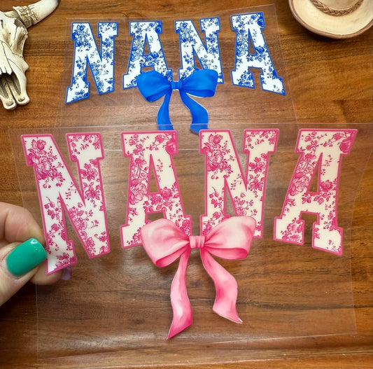 UV DTF Nana floral with bow decal