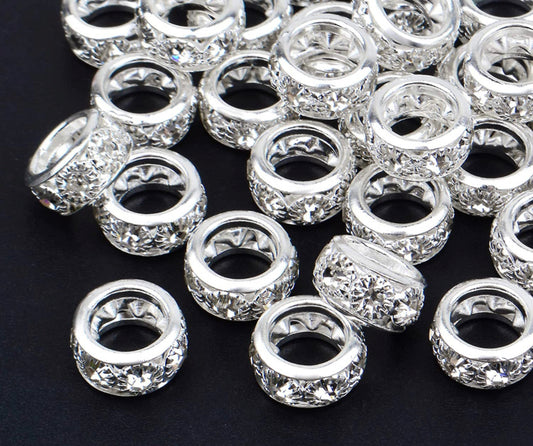 12mm Silver rhinestone spacer [Multiple colors]