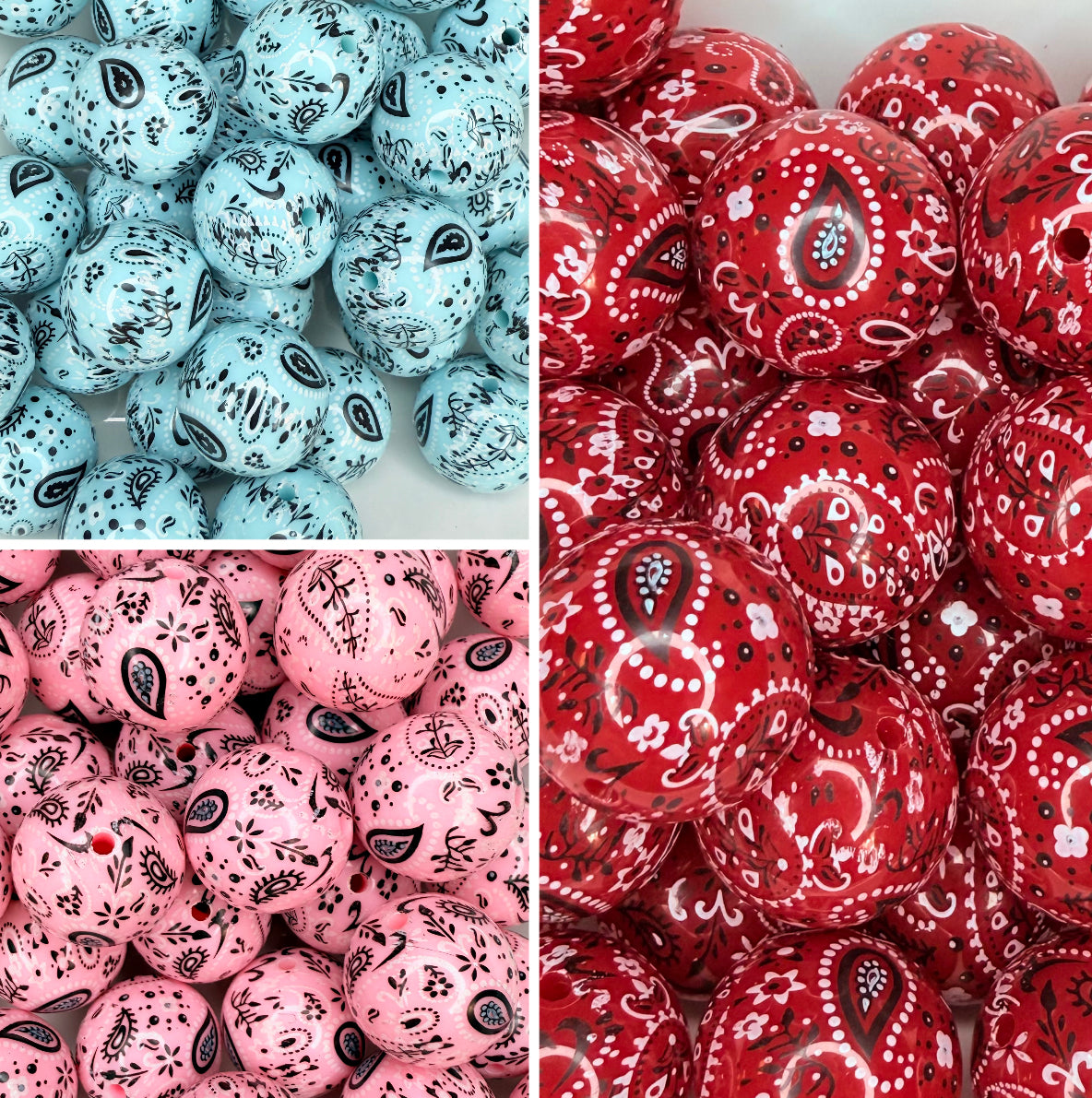 20mm Bandanna printed acrylic beads