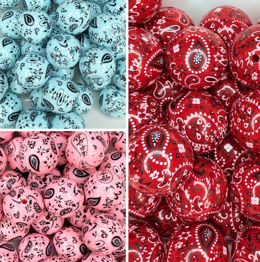 20mm Bandanna printed acrylic beads