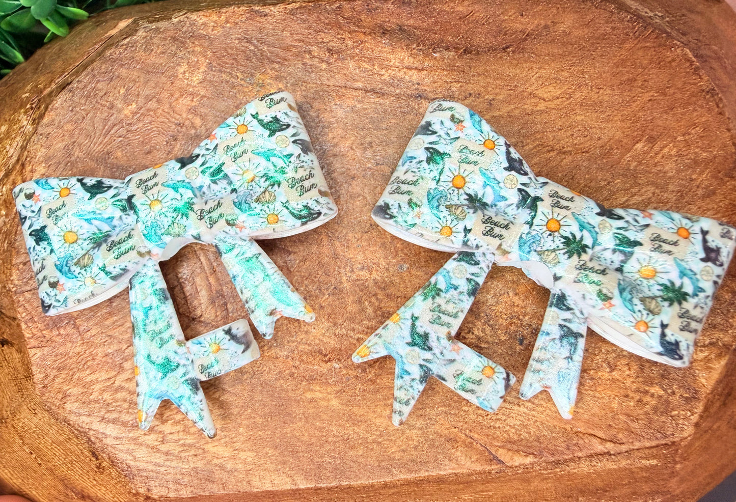 Beach bum killer whale printed strawtopper bow •Exclusive