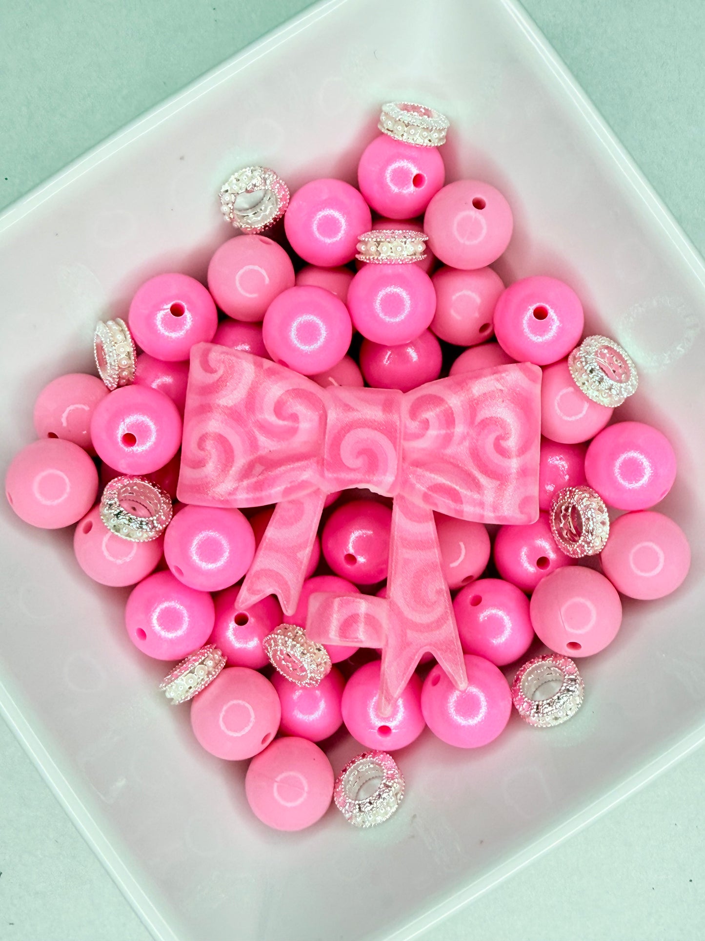 Pinky pink opal swirl strawtopper bows