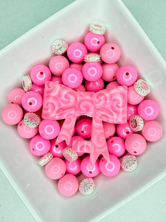 Pinky pink opal swirl strawtopper bows