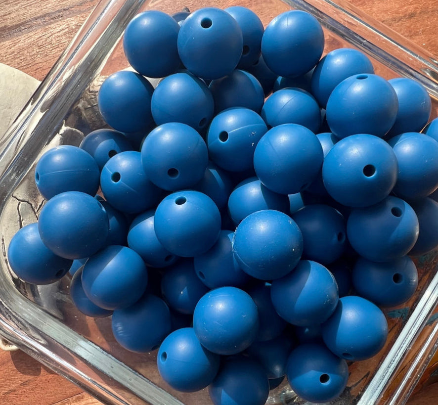 15mm Denim blue silicone bead