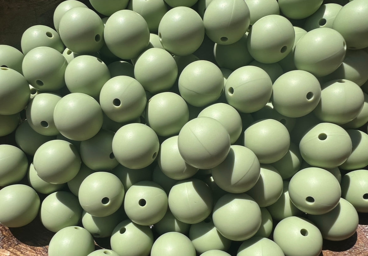 15mm Sage Green silicone bead