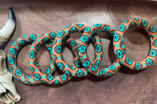 65mm Ring Rust and Teal Aztec EXCLUSIVE