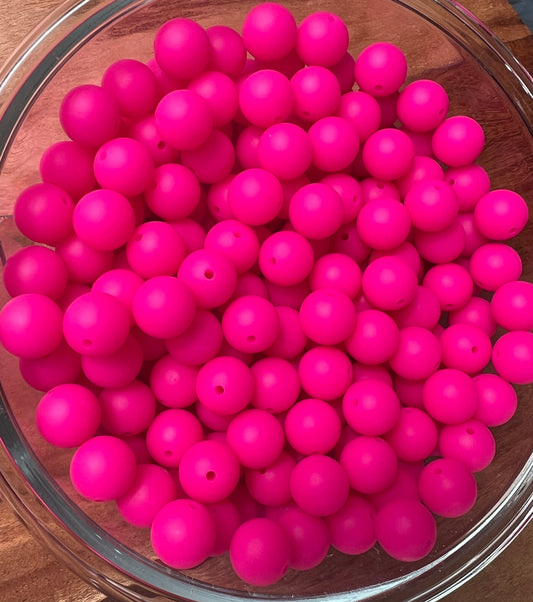 15mm Hot Pink silicone bead EXCLUSIVE