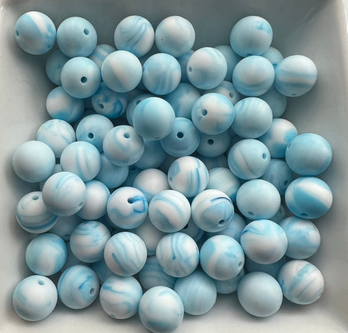 15mm Blue marble bead – Fire and Hyde Bead Supply