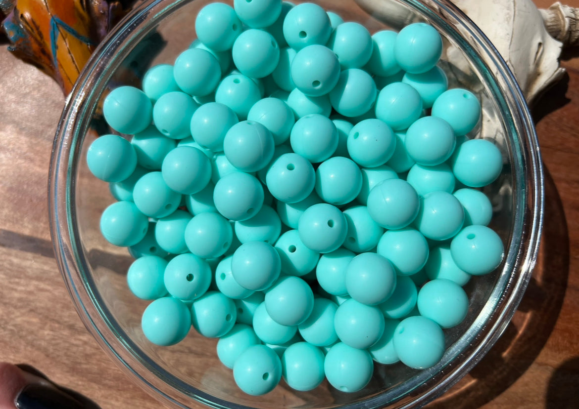 15mm Aqua silicone bead