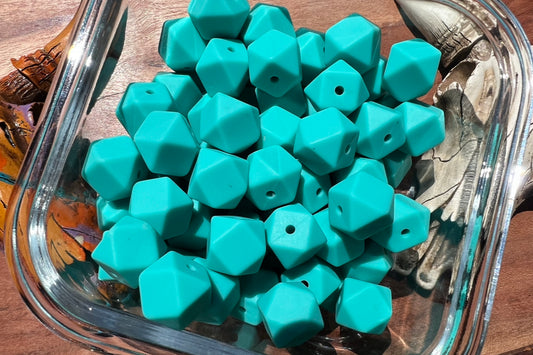 14mm Turquoise hexagon beads