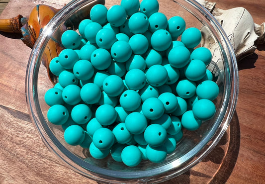 15mm Bright Turquoise silicone bead